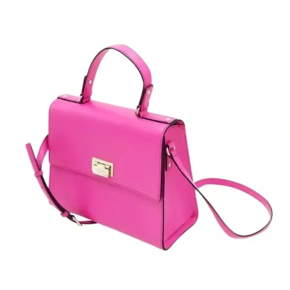 Kate Spade Doris Fuchsia Pink Satchel/Crossbody With Latch Closure Detail